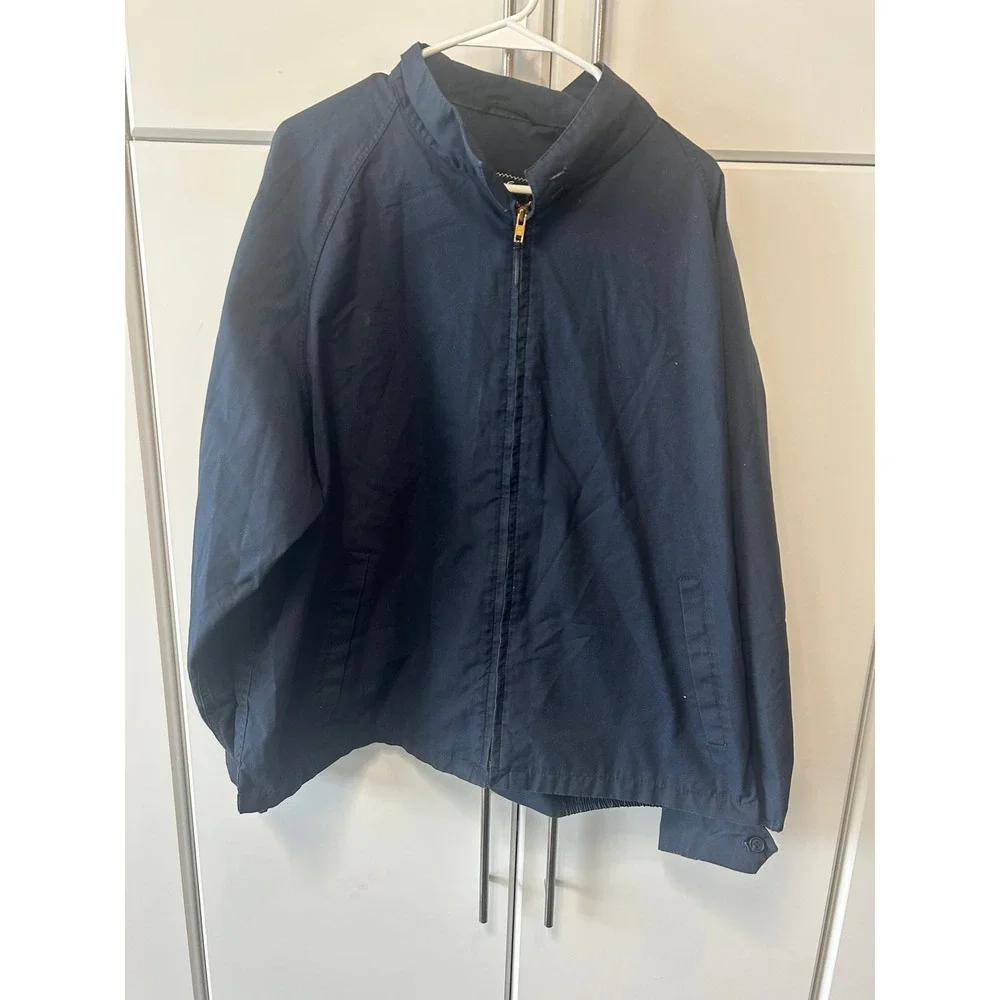 Navy Blue Harrington Jacket‎ Mens Full Zip Lightweight Raglan Sleeve Windbreaker